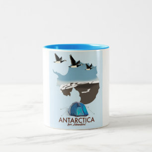 Antarktis Für Abenteuer Reiseplakat Karte. Zweifarbige Tasse