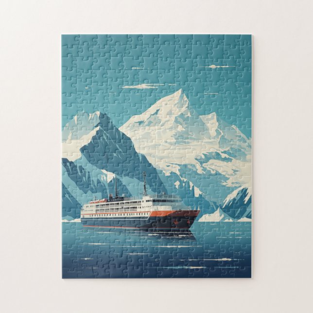 Antarktis Iceberg und Retro Travel Poster Puzzle (Vertikal)