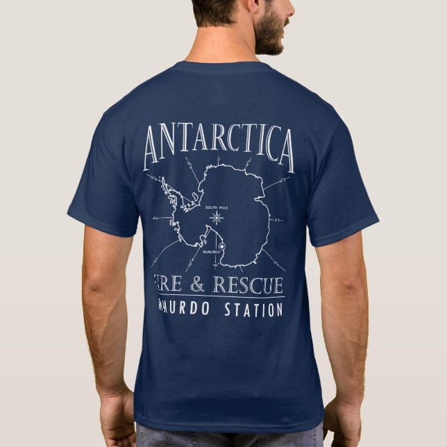 Antarktis McMurdo Fire Dept. Südpol Karte T-Shirt (Rückseite)