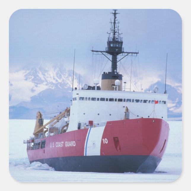 Antarktis, Ross Island, McMurdo Station, USCG Quadratischer Aufkleber (Vorderseite)