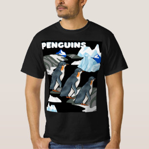 Antarktische Pinguinparade auf schwarzem eizärem H T-Shirt