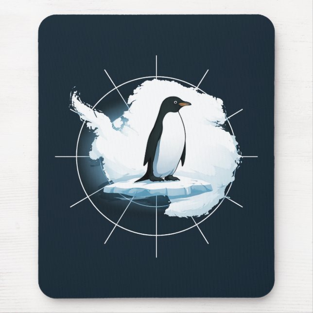 Antarktischer Pinguin-Emblem – Design für Polarfor Mousepad (Vorne)
