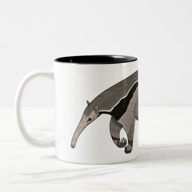 Anteater-Cartoon-Abbildung Zweifarbige Tasse (Links)