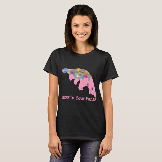Anteater Funky Psychedelic Pink Funny Slogan T-Shirt (Vorne ganz)