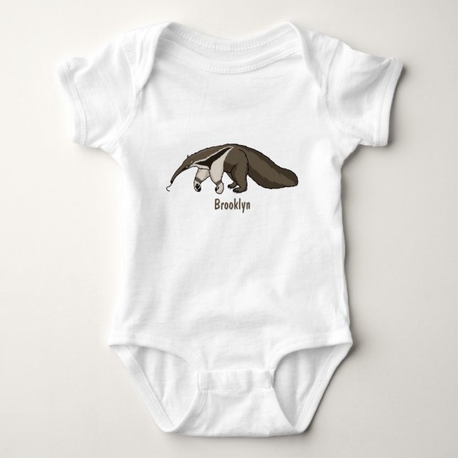 Anteater-Happy-Cartoon-Abbildung Baby Strampler (Vorderseite)