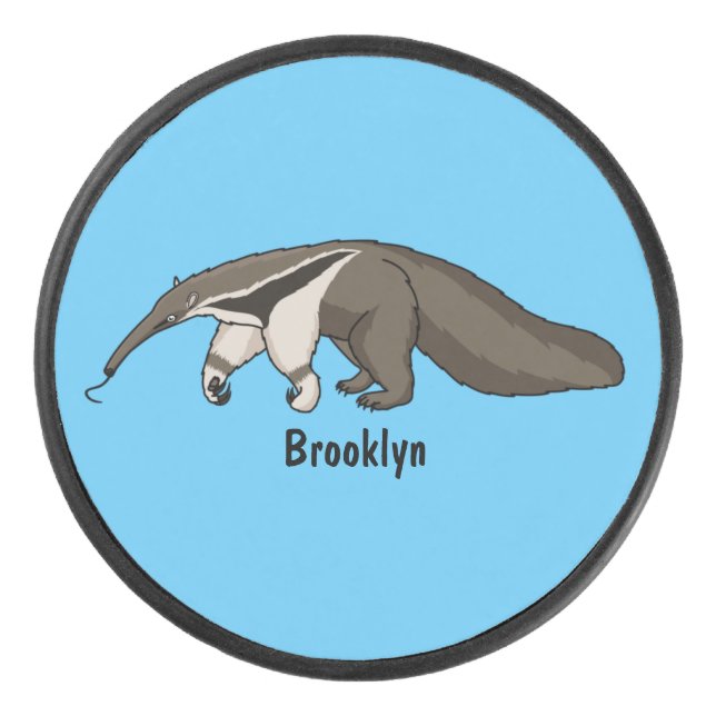 Anteater-Happy-Cartoon-Abbildung Eishockey Puck (Vorderseite)