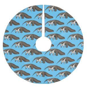 Anteater-Happy-Cartoon-Abbildung Polyester Weihnachtsbaumdecke