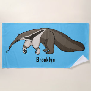 Anteater-Happy-Cartoon-Abbildung Strandtuch