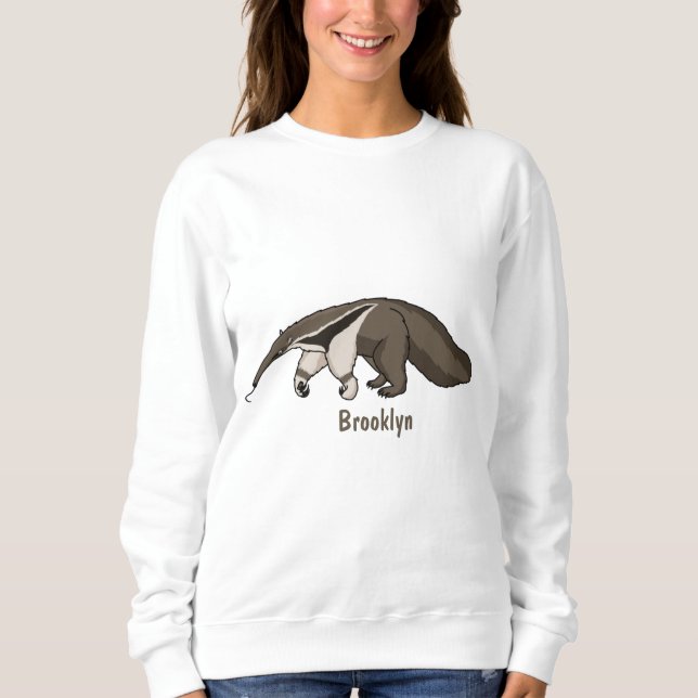 Anteater-Happy-Cartoon-Abbildung Sweatshirt (Vorderseite)