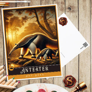 Anteater   Niedliche Vintage Tierpostkarte Postkarte