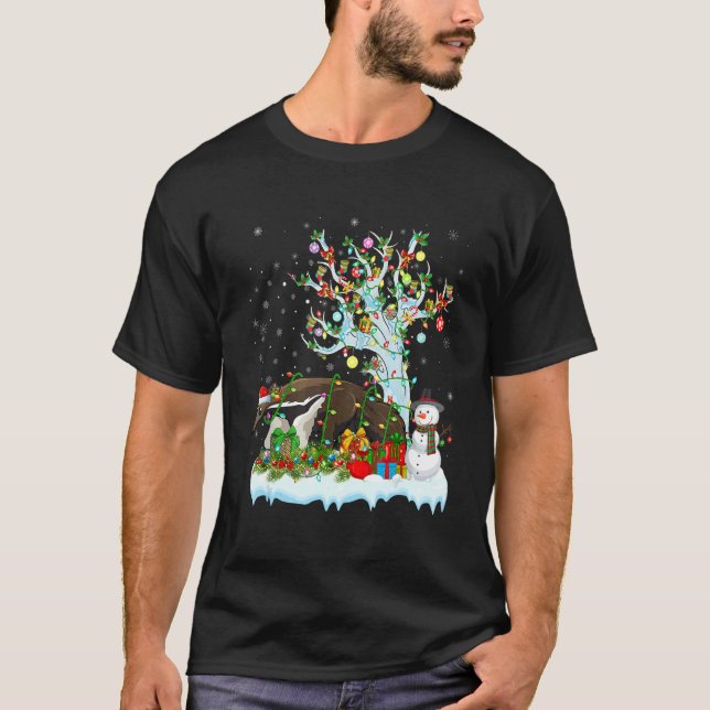 Anteater  Santa's Hat Lighting Anteater Christmas  T-Shirt (Vorderseite)