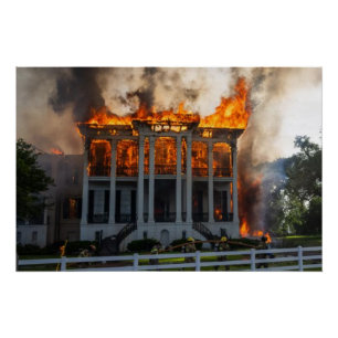 Antebellum-Herrenhaus Feuer bricht im Nottoway R Poster