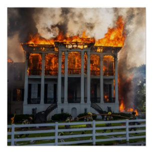 Antebellum Mansion Feuer bricht Nottoway Resort Poster
