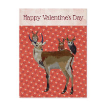 ANTELOPE & ANTLER EULEN VALENTINSTAG-Postkarte