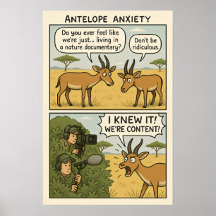 Antelope Anxiety Comic - Nature Documentary Spaß Poster