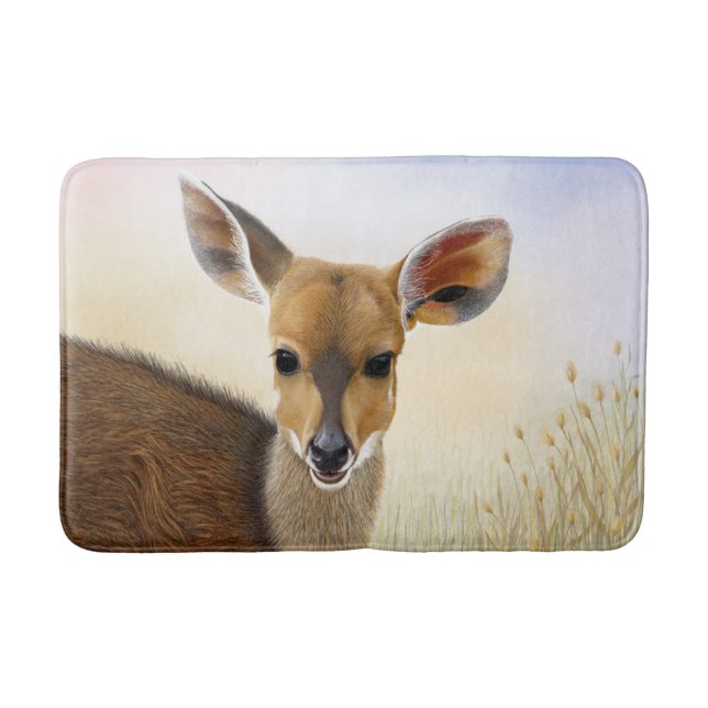Antelope Bushbuck Young African Deer Zeichnend Badematte (Vorderseite)