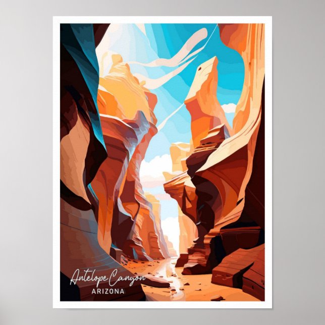 Antelope Canyon Arizona Reise Illustration Poster (Vorne)