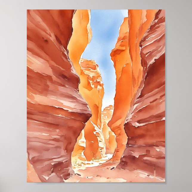 Antelope Canyon Red Rock Watercolor Poster (Vorne)