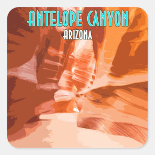 Antelope Canyon Seite Arizona Vintage Quadratischer Aufkleber