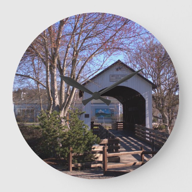 Antelope Cree Bridge - Eagle Point, Oregon Große Wanduhr (Vorderseite)