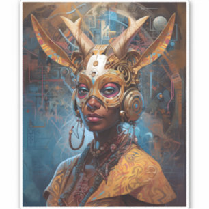 Antelope Headdress Science Fiction Cyberpunk Aufkleber