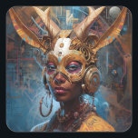 Antelope Headdress Science Fiction Cyberpunk Quadratischer Aufkleber<br><div class="desc">Fantasy Art Produkte von The Lunarium.</div>