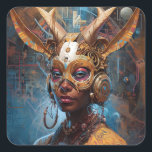 Antelope Headdress Science Fiction Cyberpunk Quadratischer Aufkleber<br><div class="desc">Fantasy Art Produkte von The Lunarium.</div>