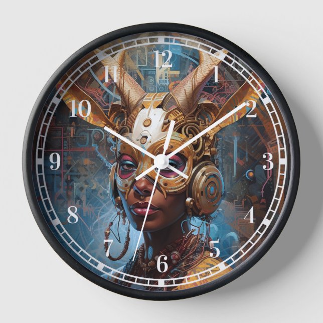 Antelope Headdress Science Fiction Cyberpunk Uhr (Vorderseite)