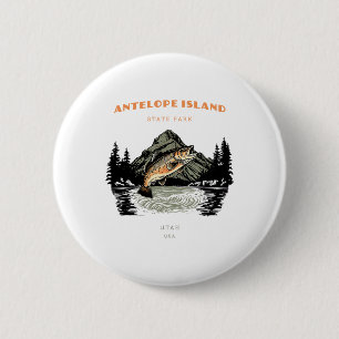 Antelope Island State Park Utah Retro Vintage Fisc Button