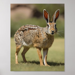 Antelope Jackrabbit stehend auf Gras Poster