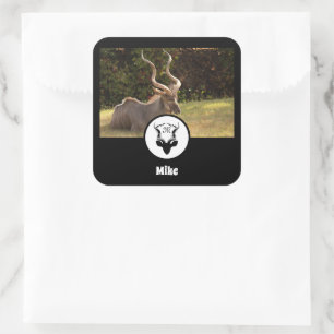 Antelope Silhouette Name Tag Foto Quadratischer Aufkleber