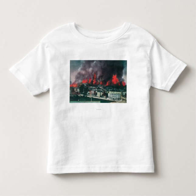 Antenne der Stadt in Flammen während Feuers 1906 Kleinkind T-shirt (Vorderseite)