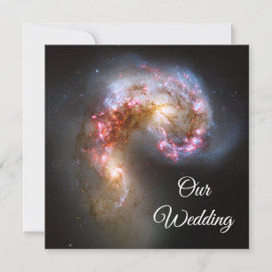 Antennen-Galaxien Rosa Sterne Kosmische Hochzeit Einladung