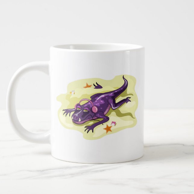 Anteosaurus Sonnenbaden mit Kopfhörern. Jumbo-Tasse (Links)