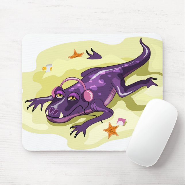 Anteosaurus Sonnenbaden mit Kopfhörern. Mousepad (Mit Mouse)