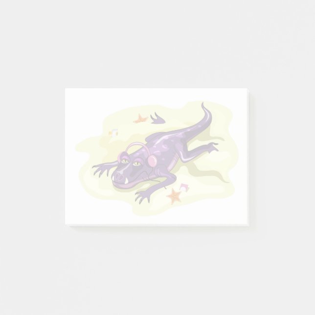 Anteosaurus Sonnenbaden mit Kopfhörern. Post-it Klebezettel (Vorderseite)