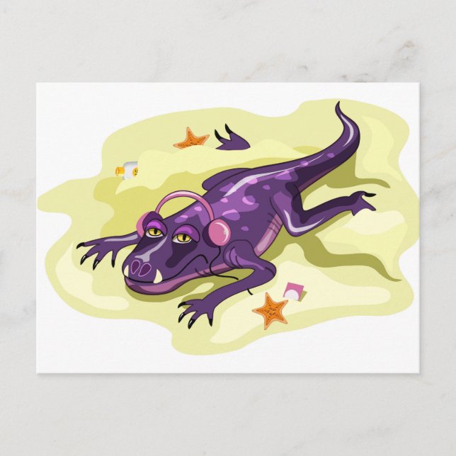 Anteosaurus Sonnenbaden mit Kopfhörern. Postkarte (Vorderseite)