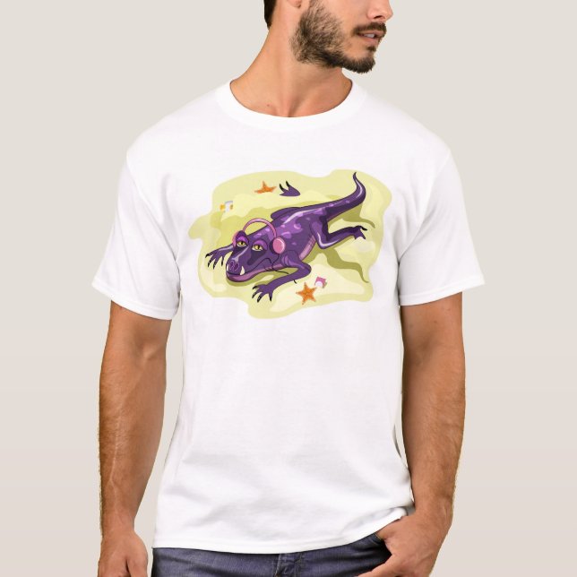 Anteosaurus Sonnenbaden mit Kopfhörern. T-Shirt (Vorderseite)