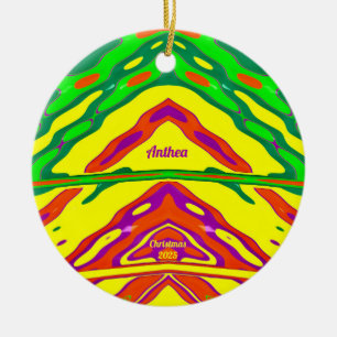 ANTHEA ~ 3D CHRISTMAS Red Green Yellow 2025 ~ Keramik Ornament