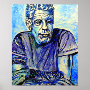 Anthony Bourdain Blue Poster