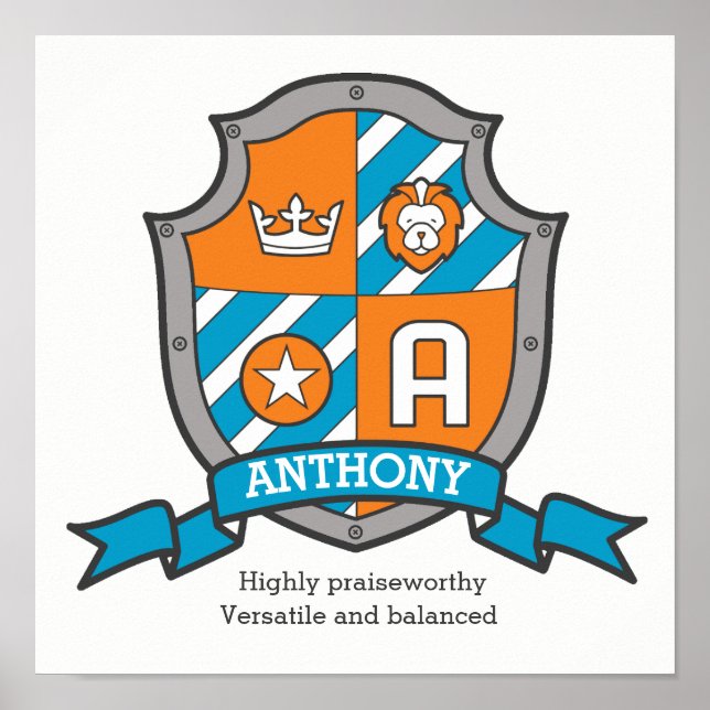 Anthony Buchstabe A Jungs Name bedeutet heraldry S Poster (Vorne)