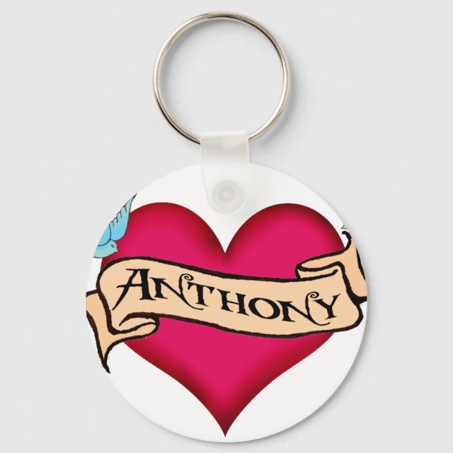 Anthony - Custom Heart Tattoo T - Shirt & Geschenk Schlüsselanhänger (Vorderseite)