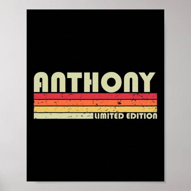 Anthony Name Personalisiert Retro Vintag 80er 90s  Poster (Vorne)