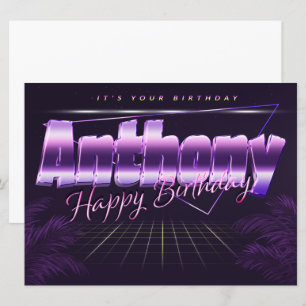 Anthony Name Vorname lila retro Karte Geburtstag