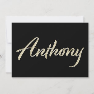Anthony Name white gold Handwriting Karte