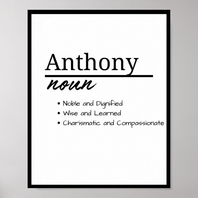 Anthony, Personalisierter Name Definition für Jung Poster (Vorne)