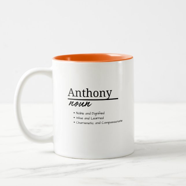 Anthony, Personalisierter Name Definition für Jung Zweifarbige Tasse (Links)