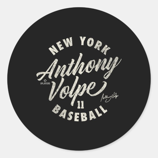 Anthony Volpe New York Baseball Cursive Mlbpa Runder Aufkleber (Vorderseite)