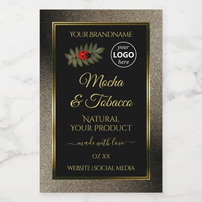 Anthracite Black Product Labels Ladybug mit Logo Lebensmitteletikett (Einzelnes Label)
