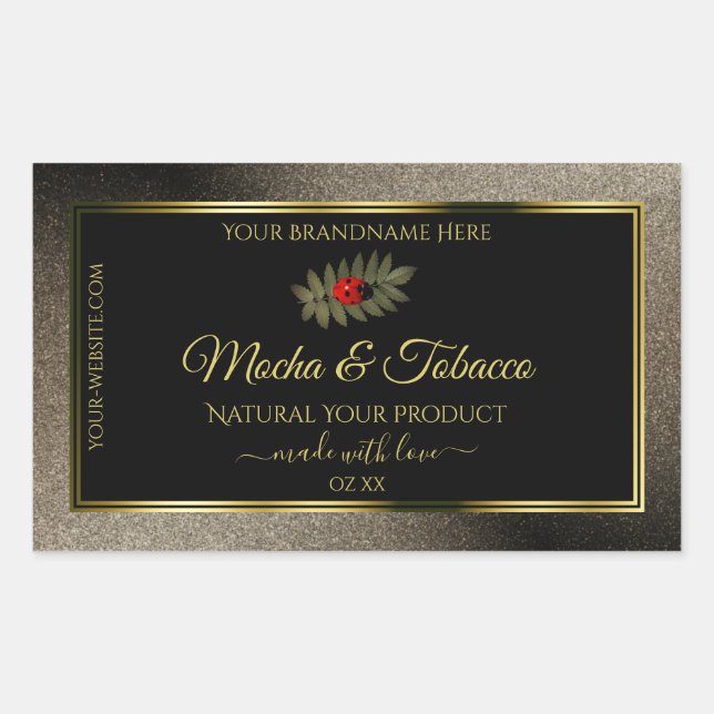 Anthracite Glitzer Black Product Labels Ladybug Rechteckiger Aufkleber (Vorderseite)